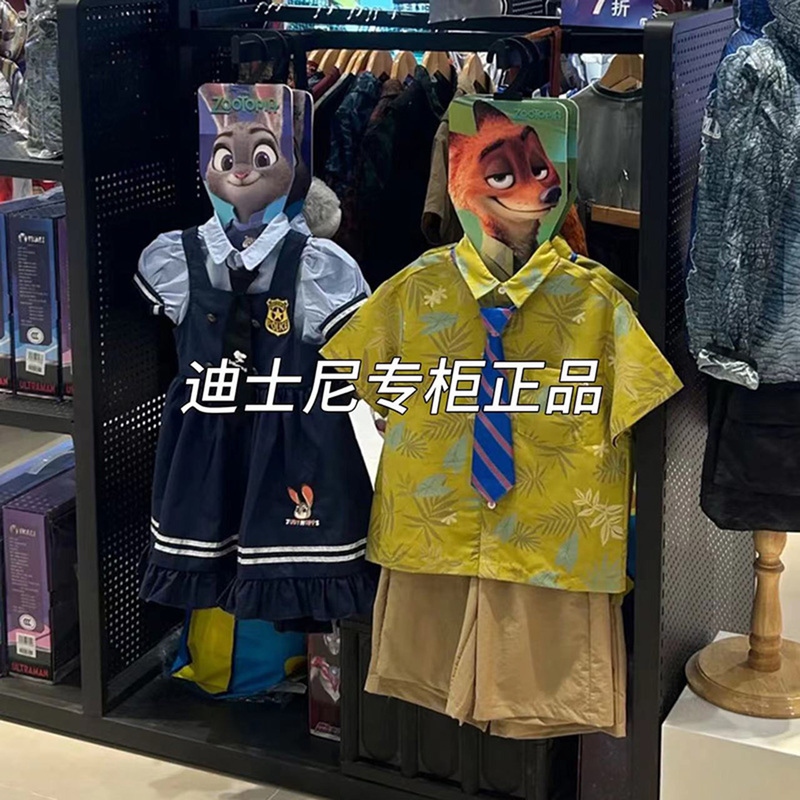 Disney Children's Clothing Zootopia Officer Judy Costume Fox Nick Tie Shirt Set Summer Boys and Girls