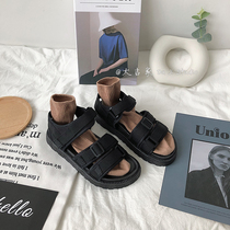 Sandals Female Students Korean Joker 2021 New Harajuku Style Black Velcro ins Tide ulzzang Summer