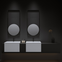 Designer custom double basin minimalist rock board one bathroom cabinet combination toilet wash table hand wash basin pool