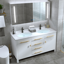 Rock board modern simple light luxury bathroom cabinet combination floor-to-ceiling double basin face wash basin Wash basin bathroom