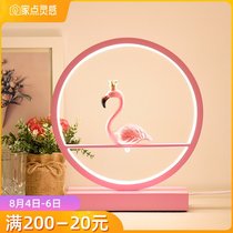 Flamingo table lamp Bedroom bedside lamp Wedding room dowry warm home Nordic ins girl romantic fashion lamp