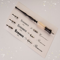 Dipped pen set straight bar black and white splicing Gothic body flat pointed flower body round es pointed novice English calligraphy