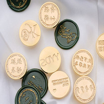 Fire paint seal head student personality hand account hipster blessing language series Chinese character English invitation envelope diary wax