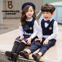 Play cool bear 2019 primary and secondary school students English college style school uniform childrens vest set kindergarten Garden clothes spring and autumn