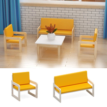Early education kindergarten indoor childrens pine wood leisure sofa combination single double backrest cushioned backrest seat