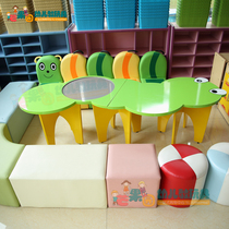Corner sofa combination Early education center soft sofa guardrail area fence corner double bench round stool
