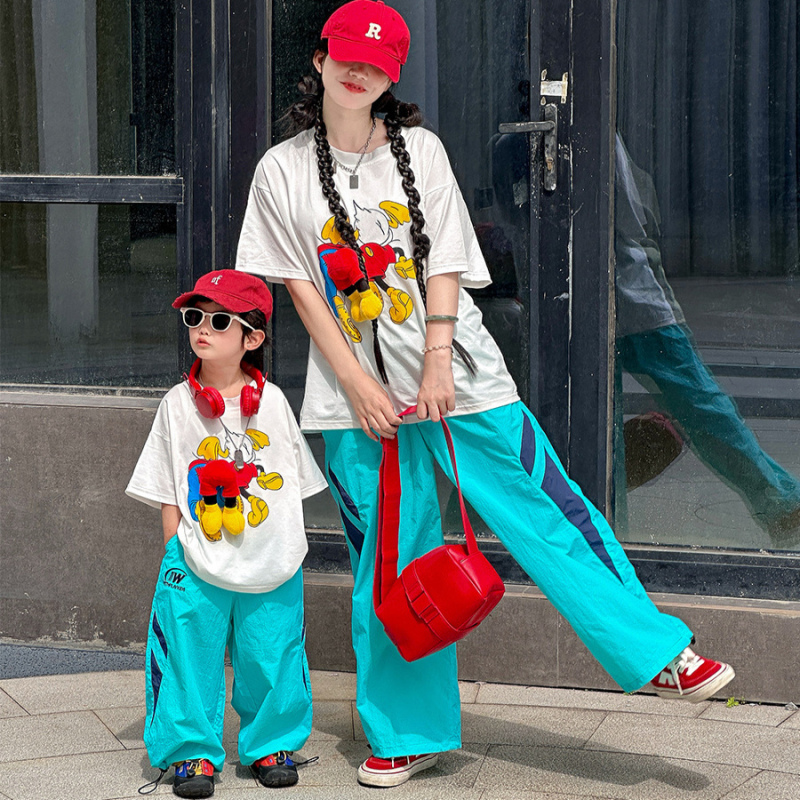 Mickey Disney Family Matching T-Shirts Short-Sleeved Mother-Child Outfits Summer High-End Fashionable Loose Casual Tops