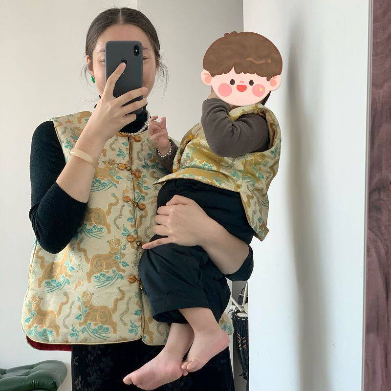 Утолщенная одежда для родителей и детей в национальном стиле на Год Лошади, праздничная одежда для матерей и женщин на Новый год, новые зимние жилеты братьев в китайском стиле, высококачественные уличные жилеты