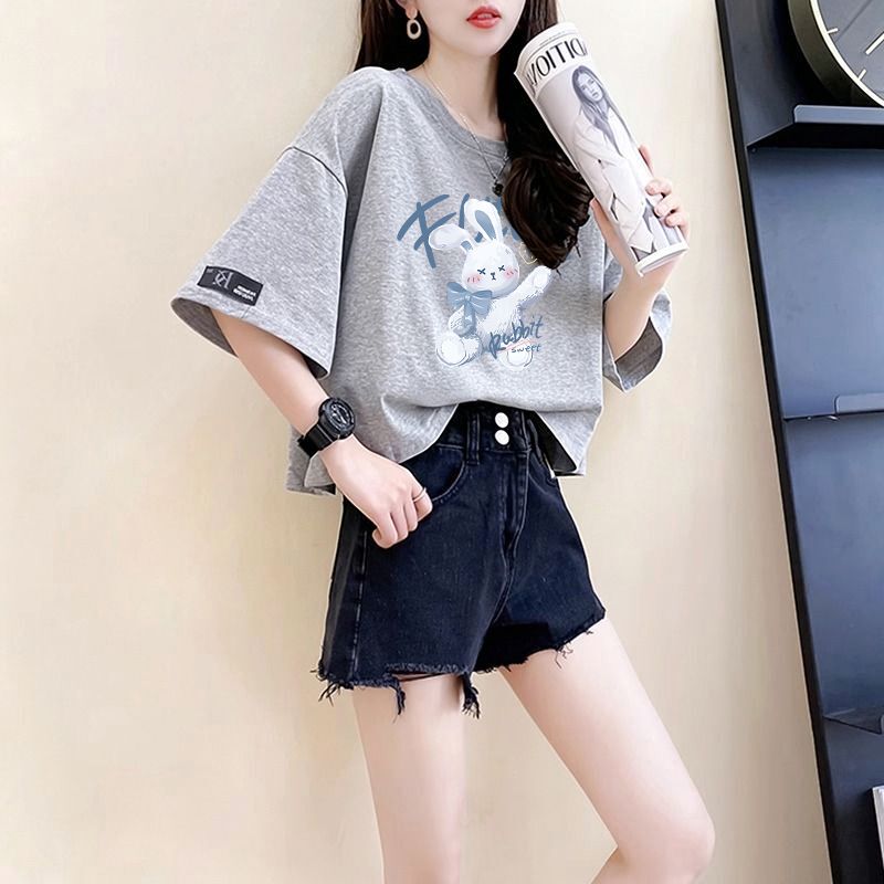 2026 Summer Super Cute Pure Cotton Cartoon Short-Sleeve T-Shirt for Petite Women ins Fashionable and Youthful Short Top 2026 Summer Super Cute Pure Cotton Cartoon Short-Sleeve T-Shirt for Petite Women ins Fashionable and Youthful Short Top