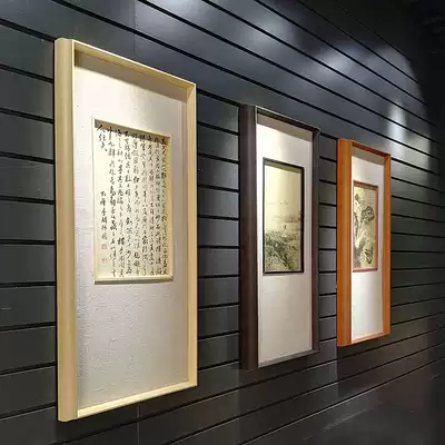 New Chinese Zen solid wood picture frame hanging wall custom tea house soft frame modern calligraphy and painting cross stitch frame custom-made