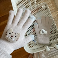 Сенсорный экран перчаток бежевый+кошка и рыба