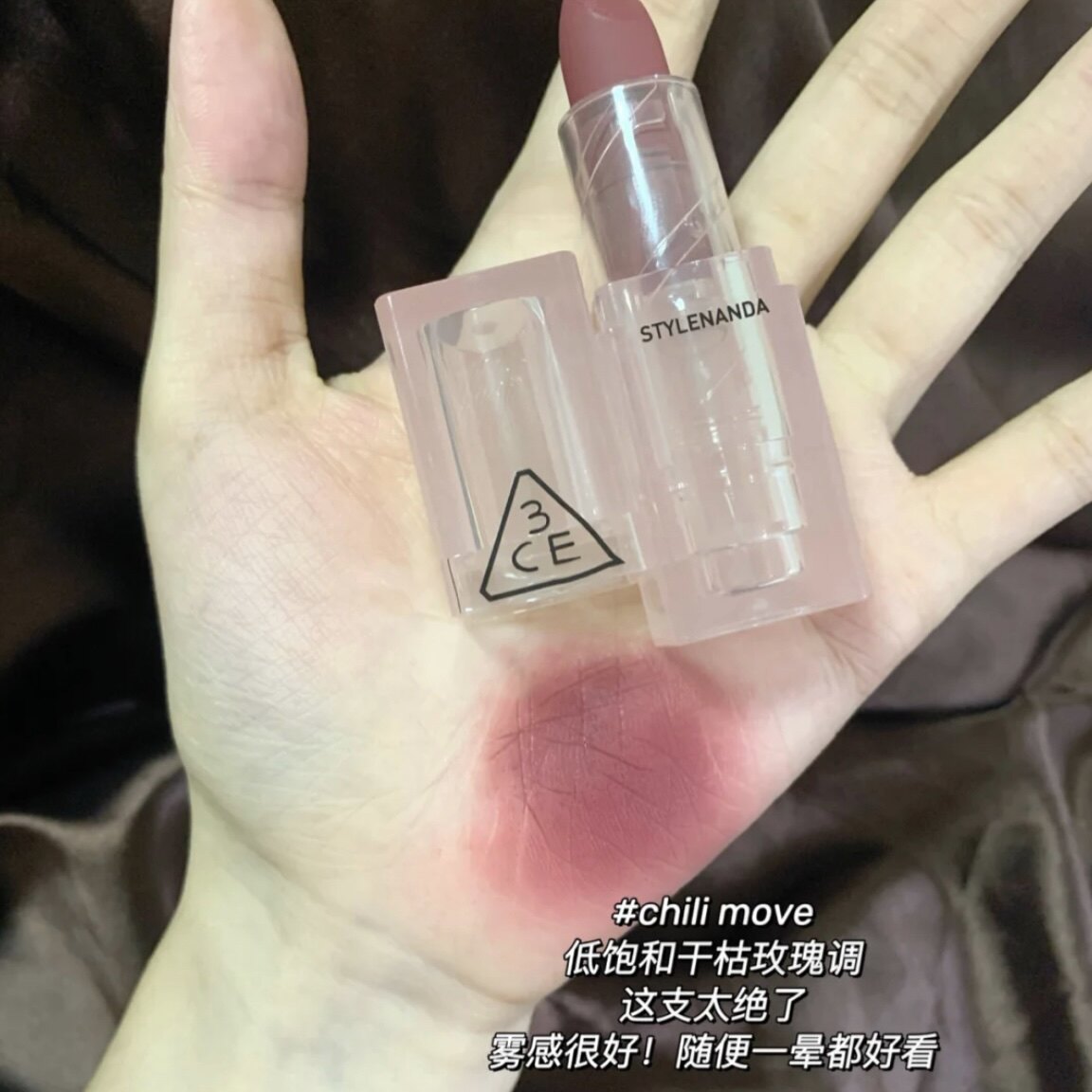 3CE Lipstick Transparent Shell Amber Small Ice Block Hazyrose Smoke Pipe Cream Apricot Chillmovie Mate