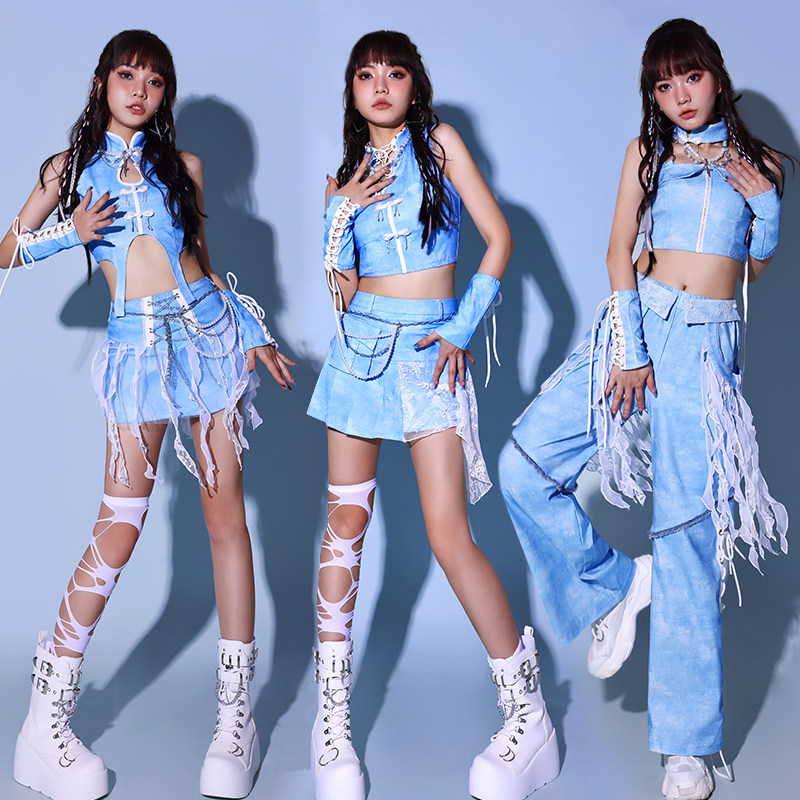 韩流来袭!新款KPOP蓝色打歌服,让你成为舞台上的女王!🌟-民族服装-淘宝好物网