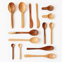 Japanese tableware solid wood spoon teak unpainted soup spoon childrens spoon Beech salad coffee spoon sauce knife