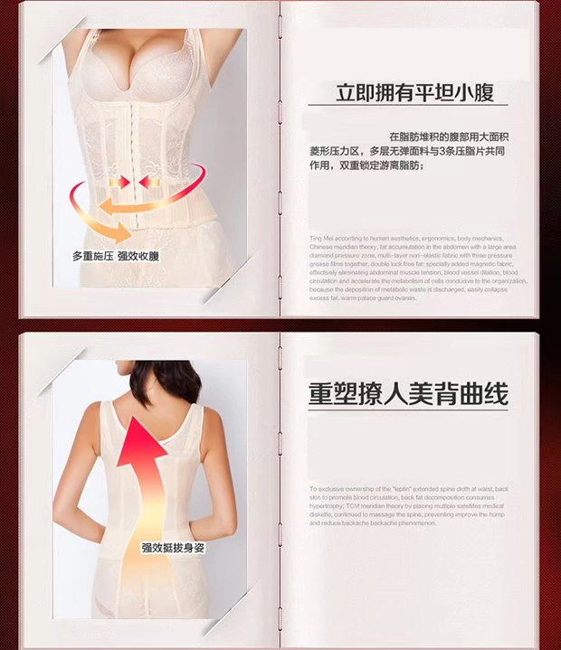 Tingmei mới quầy xác thực ma thuật bụng mỏng eo chia cơ thể corset hông mỏng đồ lót cơ thể mỏng 3108 - Corset hai mảnh