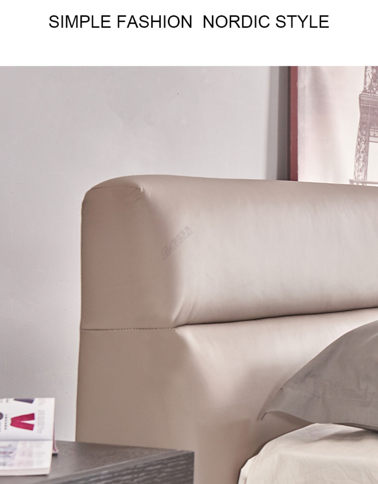 Giường da cưới 1,8 mét hiện đại tối giản lớp đầu tiên Giường da Rui Chi Dechi với thiết kế nội thất tùy chỉnh - Giường giường gỗ gấp