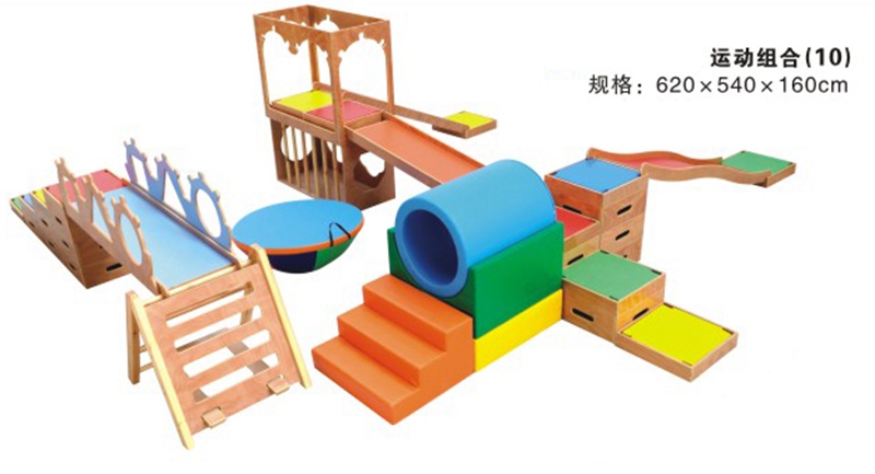 Early childhood education center parent-child climbing slide kindergarten indoor wooden soft bag physical and sensory integration training equipment