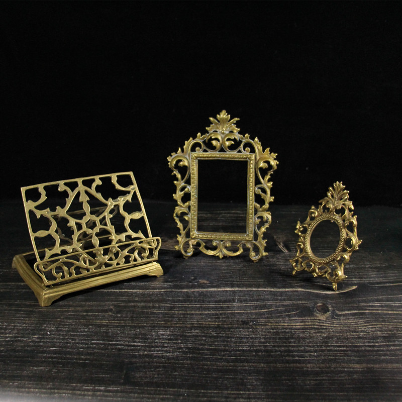 Vintage Western Antique Pure Brass Mirror Photo Frame Retro ins European-Style Hanging Mirror Old Item Boutique Soft Decoration Vintage Western Antique Pure Brass Mirror Photo Frame Retro ins European-Style Hanging Mirror Old Item Boutique Soft Decoration