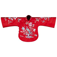 Red machine embroidered top