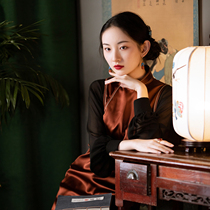 Leaning City Drunk -- Spring and Autumn Real Silk Mulberry Silk Retro Improved Qipao Dress and Elegant Temperament of a Long Skirt High-end Gown