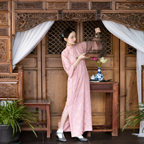 Mirror Flower Yao -- Spring Summer Festival style Chinese Republic of China Wind students young teenage girls Daily Loose of Big Sleeves Qipao Gufa