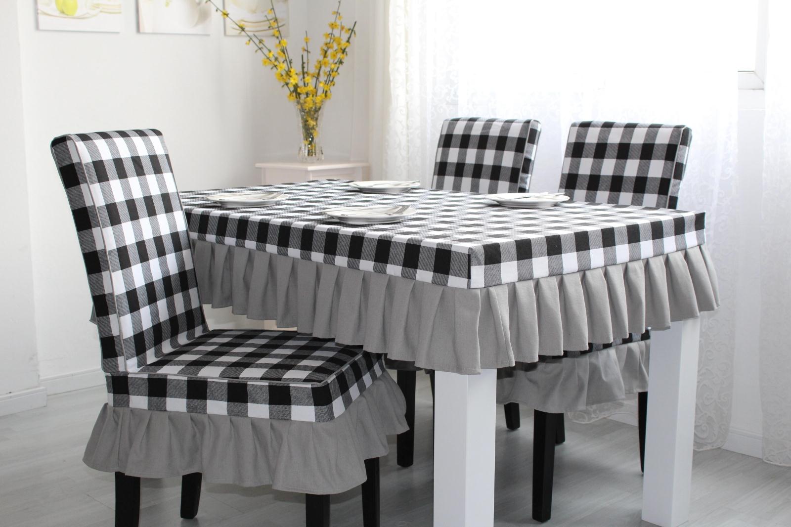 Vải cotton bàn ăn và ghế bọc bộ mảnh bìa bọc ghế bọc ghế đệm chống trượt bàn cà phê đặt bàn vải lưới khăn trải bàn hội nghị đẹp