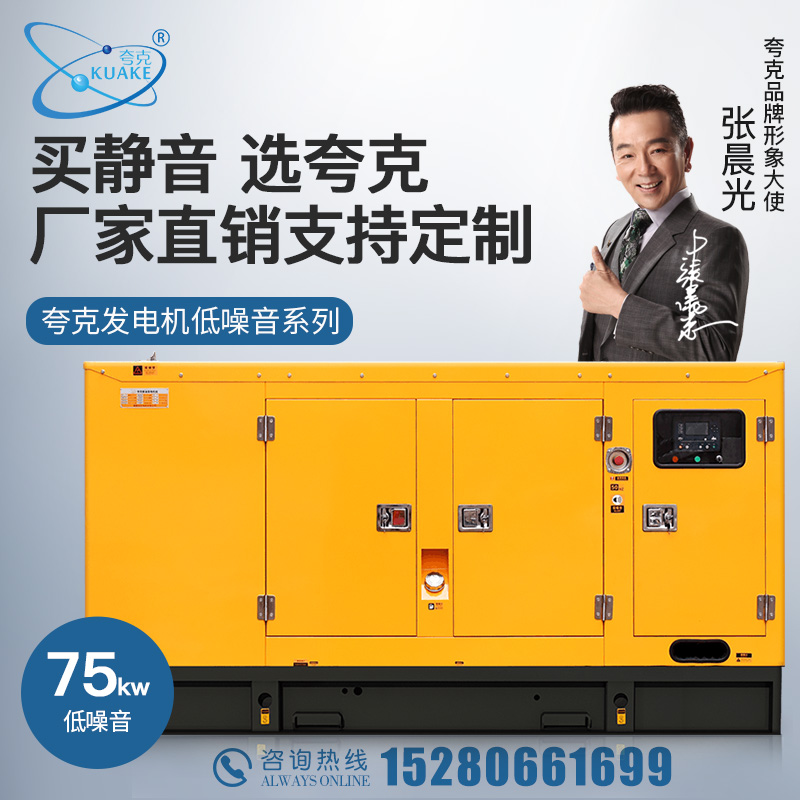 Silent 75kw kW diesel generator set supermarket brushless automatic backup hotel fire outdoor home quark