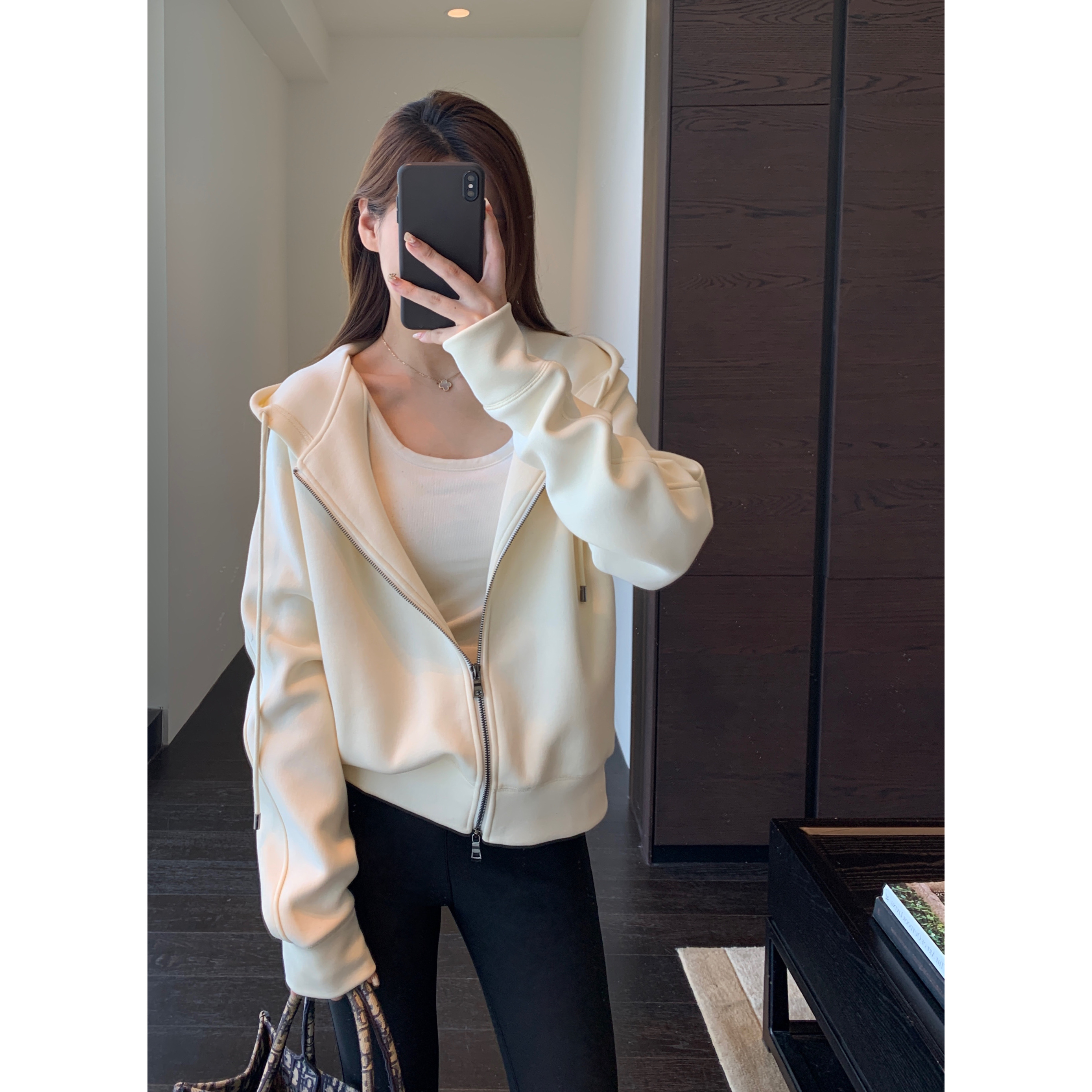 AMR UU◆着心地抜群の高品質5層生地エアレイヤーフード付きスウェットシャツレディース秋新作