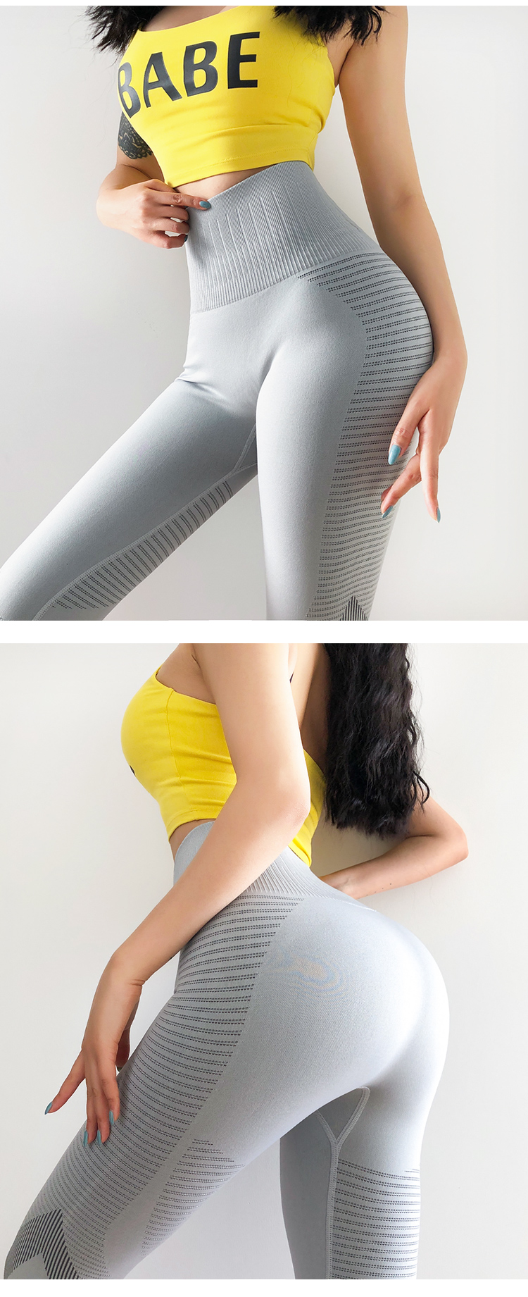 High Waist Mesh Hollow Leggings NSXER80277