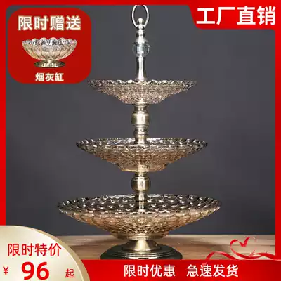 European-style crystal glass three-layer fruit tray modern creative living room coffee table household multi-layer double fruit plate