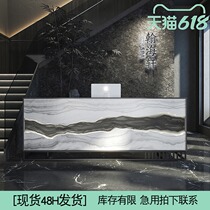 Crowdsmiths Workshop Tea Club reception Desk upscale hotel with light Yingbin Imitation Marble Cashier Desk Bar D4