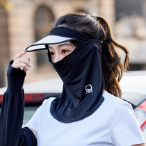 Ice Silk Sunscreen Mask Female Summer Riding breathable veil Neck Protection Ear Shield Face Full Face Sun Mask Cap Riding Electric