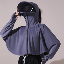 Ice silk sunscreen woman with cap covered face ice silk summer jacket cardiovert sunscreen sunscreen sun protection against UV rays