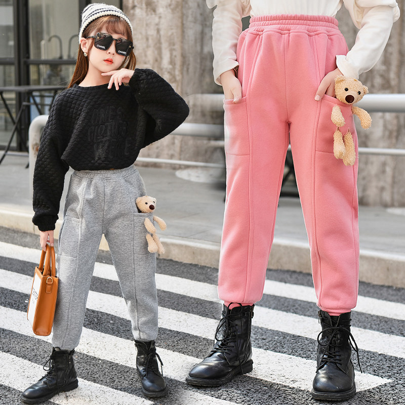 Girls Pants Sweatpants 2022 New Spring and Autumn Dress Foreign Atmosphere Children's Middle and Older Kids Korean Edition Sweatpants Spring Casual Pants