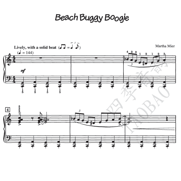 Martha Mier Beach Buggy Boogie Jazz Piano Score