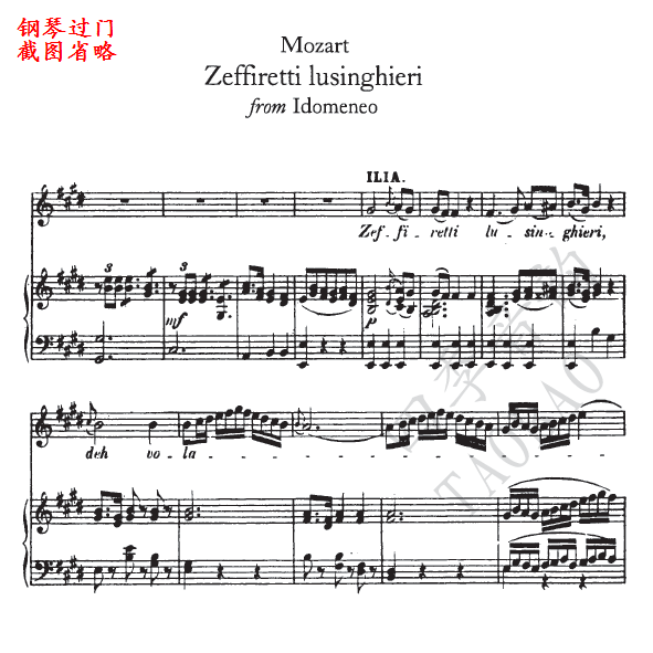 Mozart Idomeneo K 366 Zeffiretti lusinghieri vocal piano accompaniment