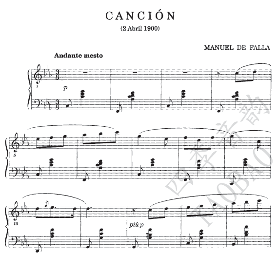 Falla Falla Cancion Piano Solo Score