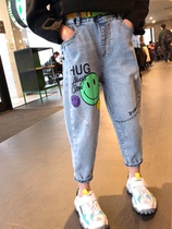 Girl Jeans 2020 New Ocean Gas Spring Autumn Clothing Childrens Clothing Han Version Trendy Breaking Hole Casual Turnip Pants Tide
