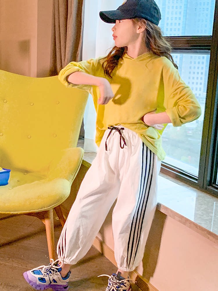 Girls summer sports pants 2022 new girls casual pants beam mouth loose pants boys fashion pants thin section