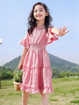 Girl Dress Girl Dress 2020 Summer New Child Foreign Air Princess Dress Girl Loose Pure Color Cotton Linen Short Sleeve Long Dress