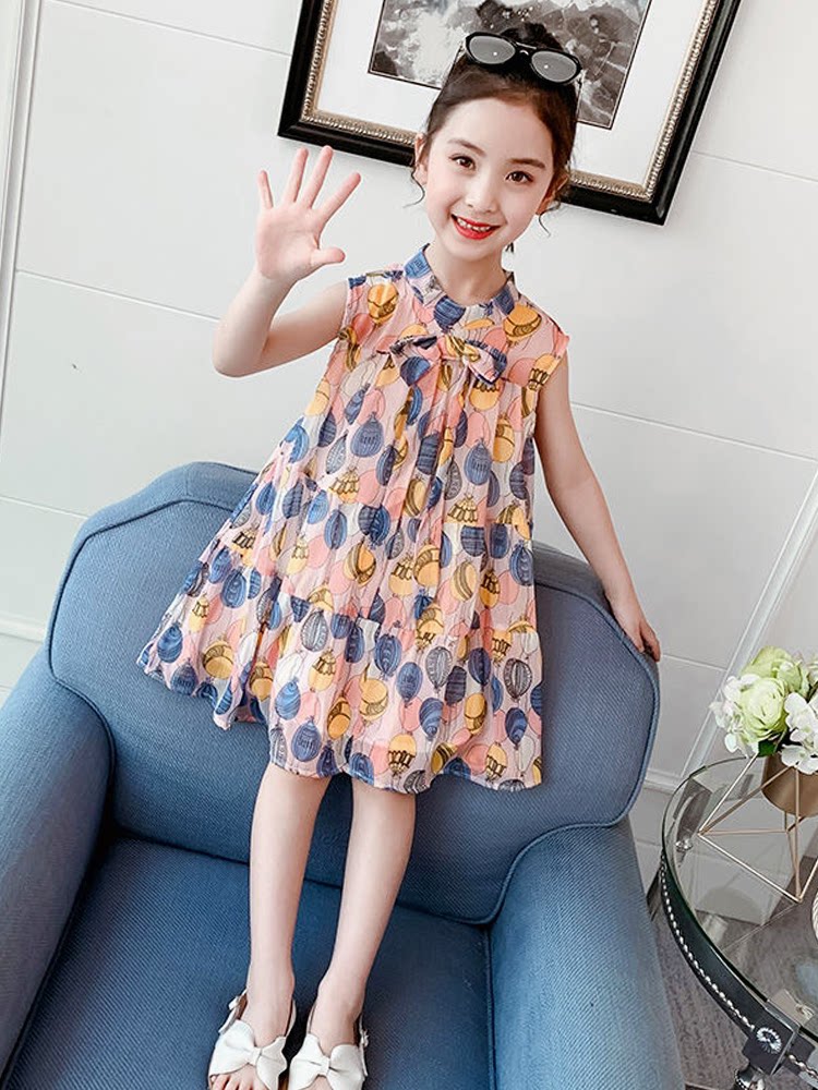 Girl Ocean Dress Summer Dress 2020 New Summer Dress Children Suit Skirt Summer Foreign Girl Snowspun Princess Dress