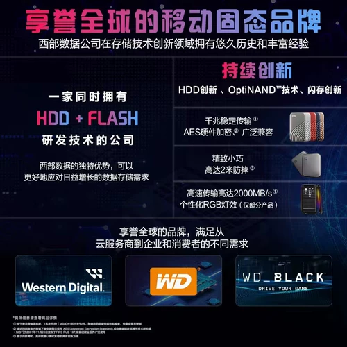 [SF SET] WD WESTER DATA MOBIL -SOLID -State Hard Disk SSD High -Speed ​​4TB Mobile Plablet Port 2T