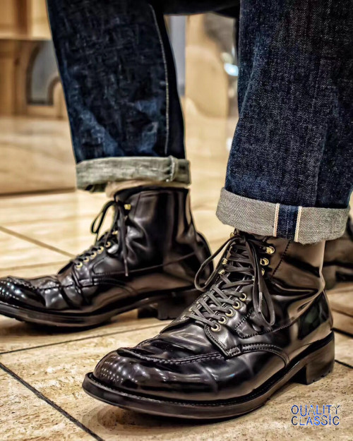 Domestic Spot Alden Indy Boots Black T last horse Hip Leather Shoes Dog Tooth Bottom-Taobao