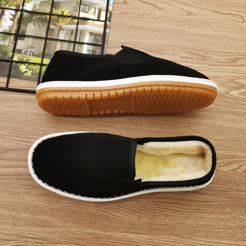 Autumn Winter Plus Suede Warm West Mountain Cloth Shoes Men And Women Long Suede Thickening Old Beijing Bull Fascia Soft Bottom One Foot Pedal Low Helps Cotton Shoes-Taobao