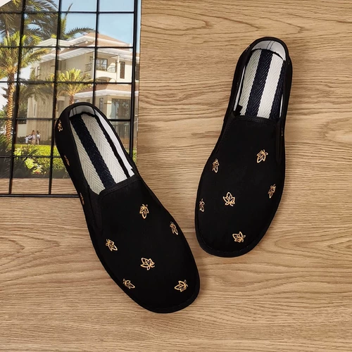 Слипоны, дышащие низкие рабочие туфли, с вышивкой, китайский стиль, мягкая подошва