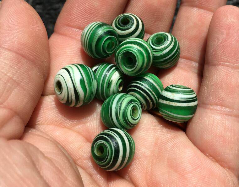 Qing Dynasty Tibet old glazed bead Buddhist seven treasures diameter 10 Tibetan Buddha jewelry bead bag old fidelity