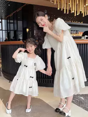 Tide brand parent-child clothing mother and daughter summer loose dress Western style girl summer dress new children's summer princess skirt