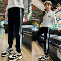  Hong Kong trendy brand girls loose outer wear suit Spring thin childrens Western style fashionable middle and large childrens casual two-piece suit