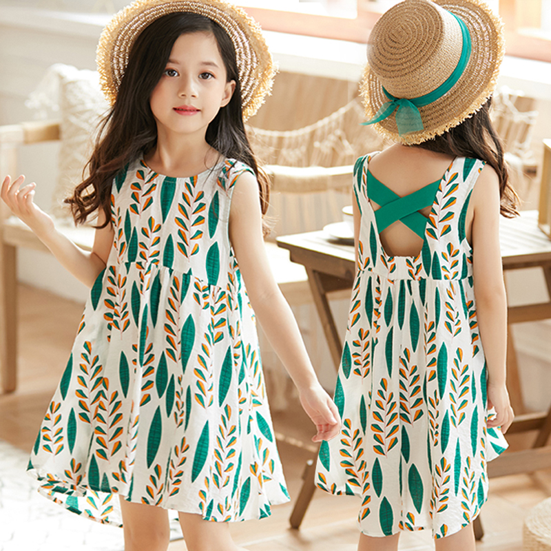 Tidal Girls Broken Flowers Dress dress Harbor Wind Fairy Ocean Trendy Princess Skirt Summer Child Girl Vest Skirt-Taobao