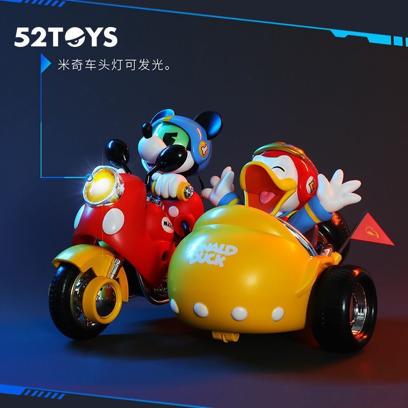 52Toys Disney Mickey and Friends Speed Squad Motorcycle Donald Duck Figure Trendy Toy Decoration Gift
